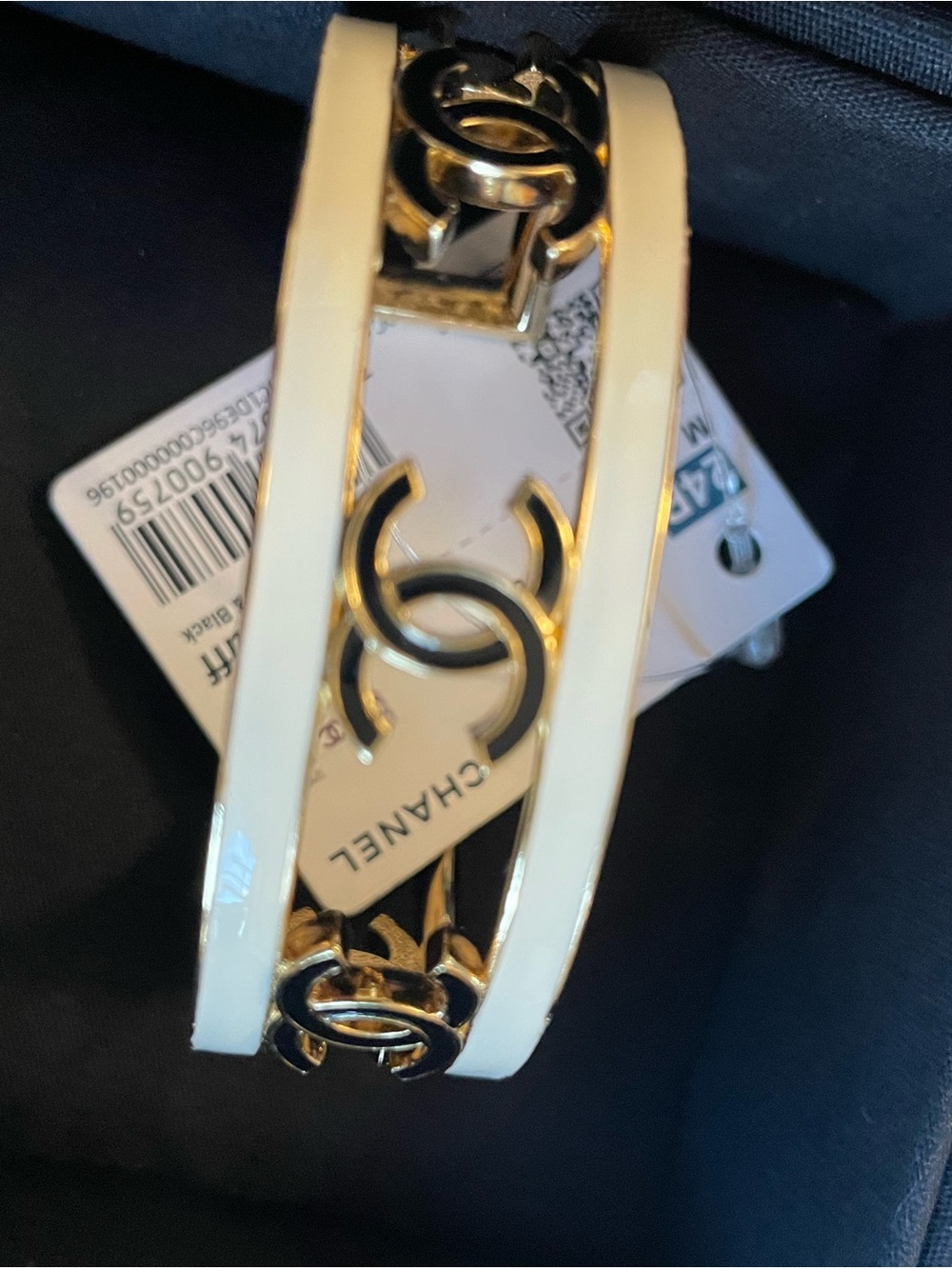 CHANEL White and Gold CC Link Bracelet